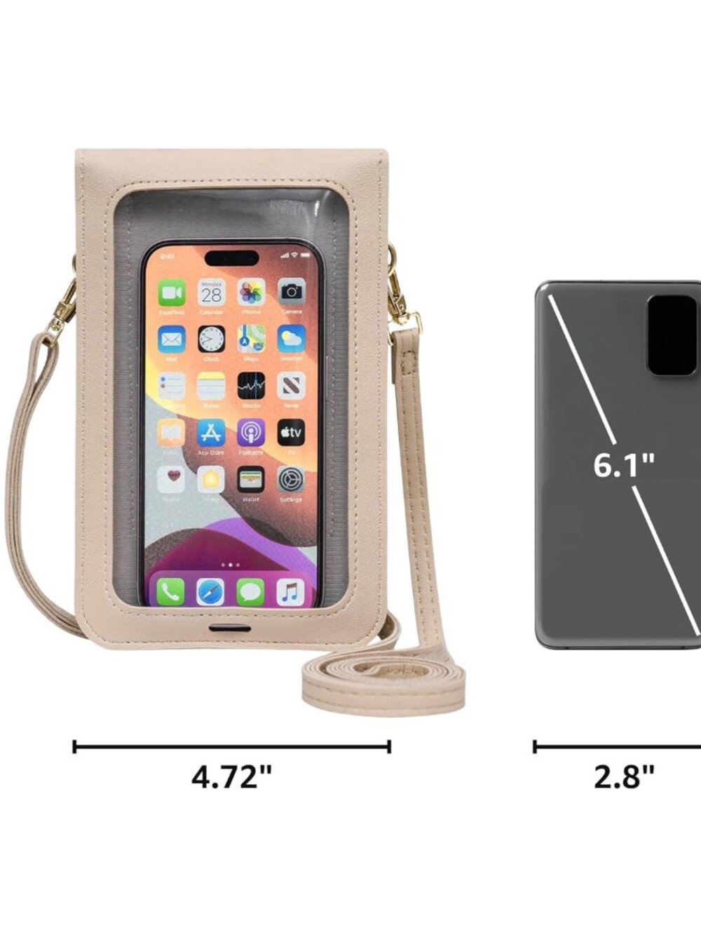 Small Crossbody Bags for Women, Leather Cell Phone Purse with Adjustable Strap, - Picture 3 of 8